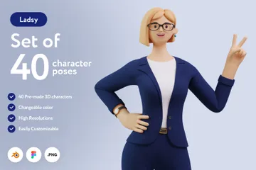 Femme d'affaires Pack 3D Illustration