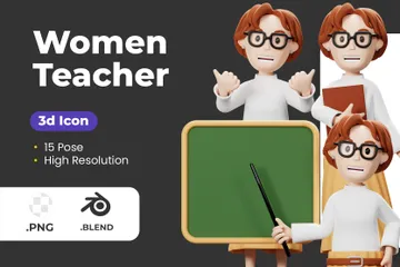 Femme enseignante Pack 3D Illustration