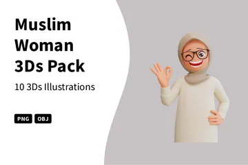 Femme musulmane Pack 3D Illustration