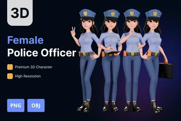 Femme policière Pack 3D Illustration