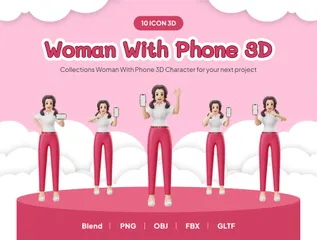 Femme faisant la publicité d'un produit de téléphonie mobile Pack 3D Illustration