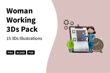 Femme travaillant Pack 3D Illustration