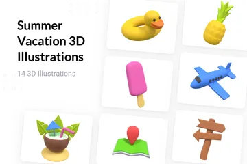 Férias de verão Pacote de Illustration 3D