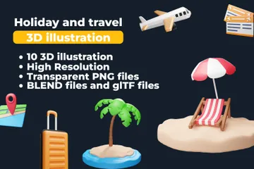 Férias e viagens Pacote de Icon 3D