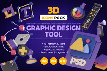 Ferramenta de Design Gráfico Pacote de Icon 3D