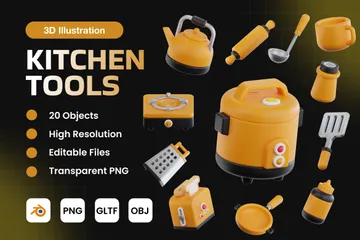 Utensílios de cozinha Pacote de Icon 3D