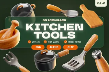 Utensílios de cozinha Pacote de Icon 3D