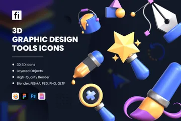 Ferramentas de design gráfico 3D Icon Pack