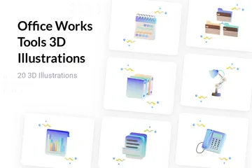 Ferramentas de trabalho de escritório Pacote de Illustration 3D