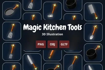 Ferramentas mágicas de cozinha Pacote de Icon 3D