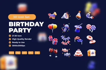Festa de aniversário Pacote de Icon 3D