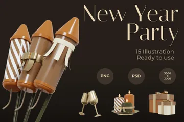 Festa de Ano Novo Pacote de Illustration 3D