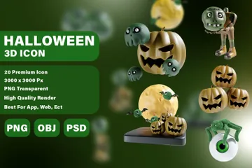 Festa de Halloween Pacote de Icon 3D