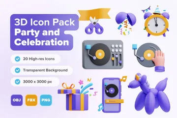 Festa e comemoração 3D Icon Pack