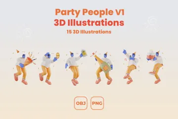 Pessoas festeiras Pacote de Illustration 3D