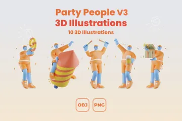 Les fêtards V3 Pack 3D Illustration