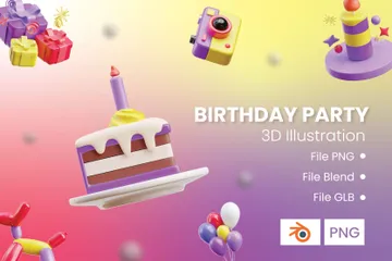 Fête d'anniversaire 3D Icon Pack