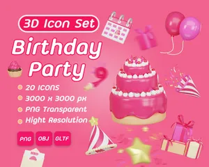 Fête d'anniversaire 3D Icon Pack