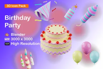 Fête d'anniversaire Pack 3D Icon