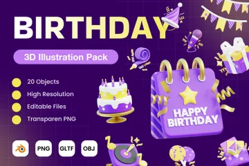 Fête d'anniversaire Pack 3D Icon