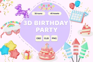 Fête d'anniversaire Pack 3D Icon