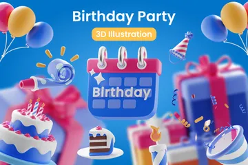 Fête d'anniversaire Pack 3D Illustration