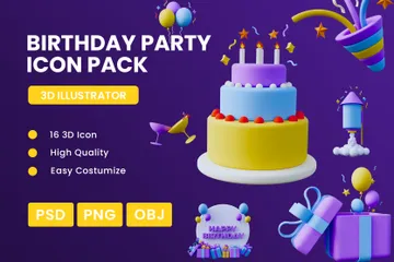 Fête d'anniversaire Pack 3D Icon