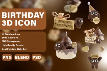 Thème chocolat pour fête d'anniversaire Pack 3D Icon