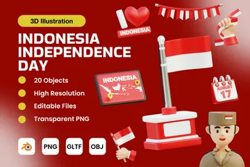 Fête de l'Indépendance indonésienne Pack 3D Icon