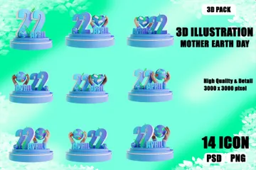 Fête de la Terre Mère Pack 3D Illustration