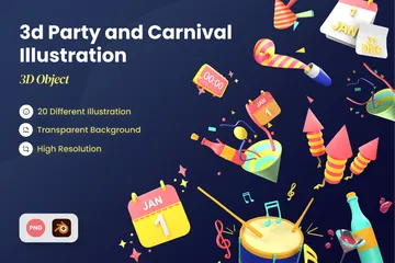 Fête et carnaval Pack 3D Icon