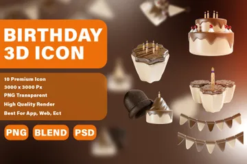 Chocolate fiesta de cumpleaños 3D Icon Pack