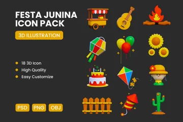 Fiesta junina Paquete de Icon 3D