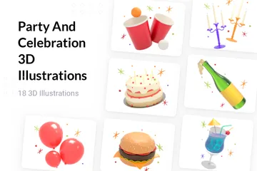 Fiesta y celebración Paquete de Illustration 3D