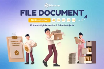 File Document 3D Illustration Pack