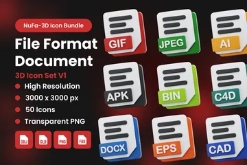 File Format Document V1 3D Icon Pack