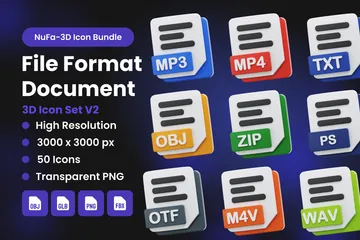 File Format Document V2 3D Icon Pack