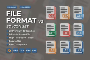 FILE FORMAT V2 3D Icon Pack
