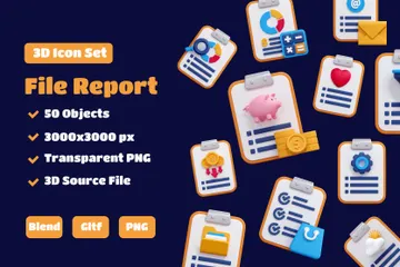 File Report 3D Icon Pack