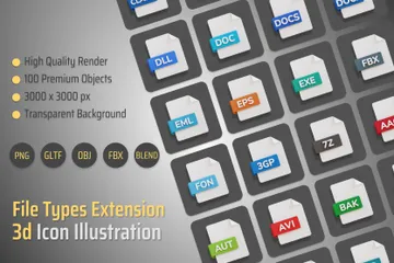 File Types Extension 3D Illustration Pack