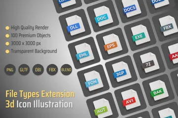File Types Extension 3D Illustration Pack