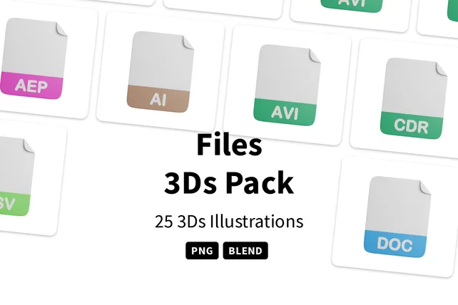 Premium Files Extenstion Program 3D Illustration pack from Files ...