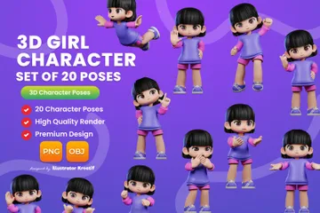 Personnage de fille Pack 3D Illustration