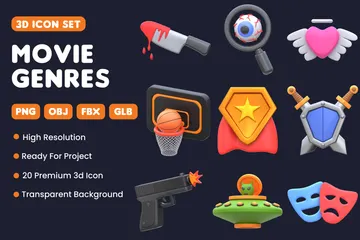 Filmgenres 3D Icon Pack