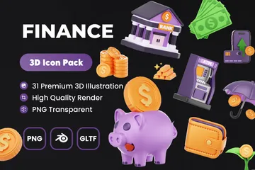 Finança Pacote de Icon 3D