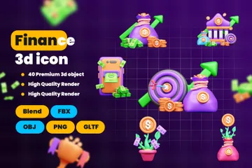 Finança Pacote de Icon 3D