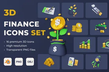 Finança Pacote de Icon 3D