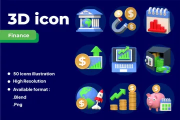 Finança Pacote de Icon 3D