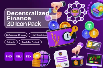 Finanças Descentralizadas Pacote de Icon 3D