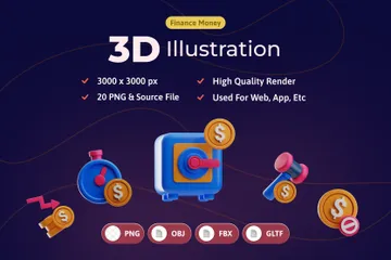 Dinheiro Financeiro Pacote de Icon 3D